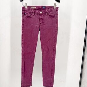 AG Adriano Goldschmied The Stevie Ankle Slim Straight Leg Purple Plum Jeans